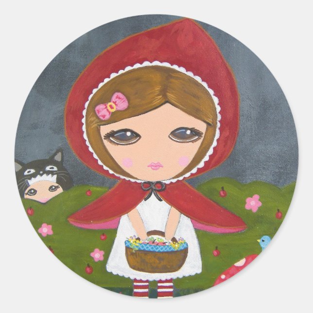 Little Red Riding Hood Classic Round Sticker (Front)