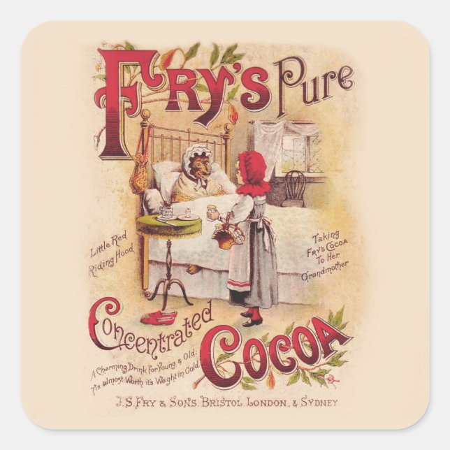 Little Red Riding Hood Cocoa Square Sticker (Front)