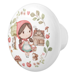 Little Red Riding Hood Cute Whimsical Ceramic Knob