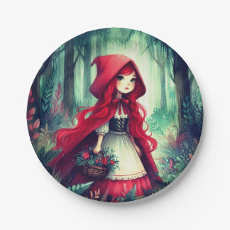 Little Red Riding Hood Dark Forest Birthday Paper Plate