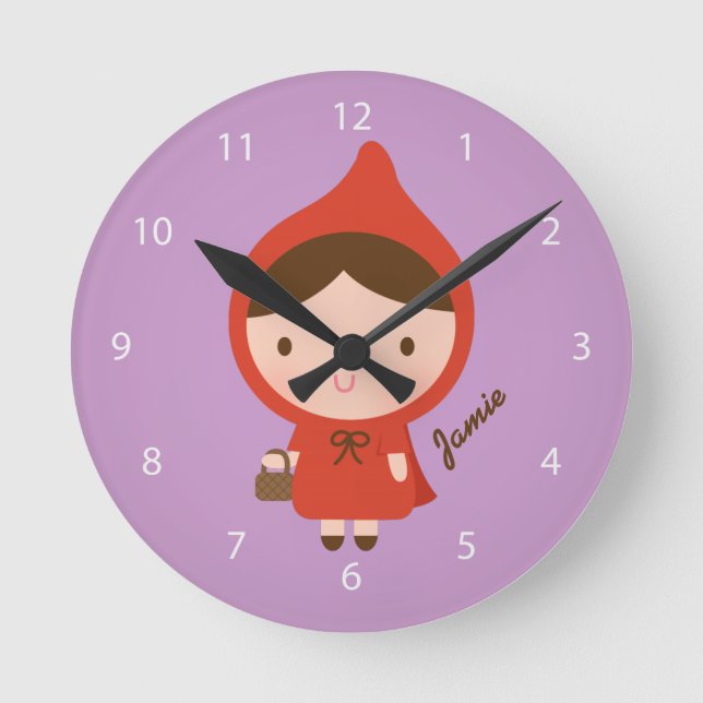 Little Red Riding Hood Fairytale Girls Bedroom Round Clock (Front)