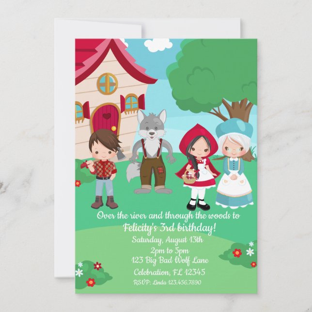 Little Red Riding Hood Fairytale Girls Birthday Invitation (Front)