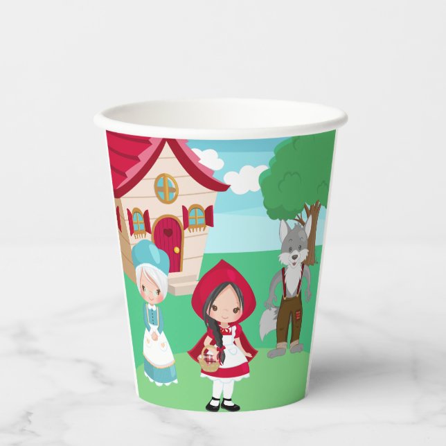 Little Red Riding Hood Fairytale Girls Birthday Paper Cups (Front)