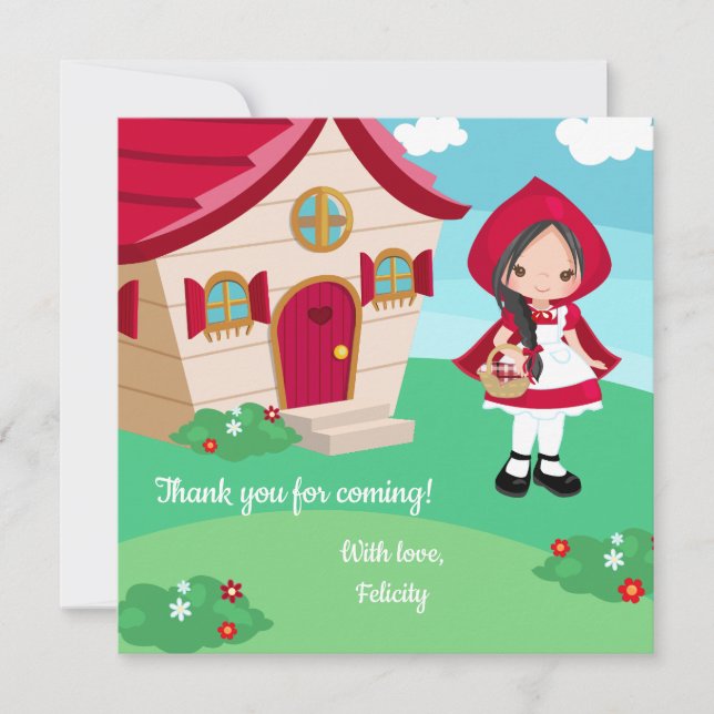 Little Red Riding Hood Fairytale Girls Birthday Thank You Card (Front)