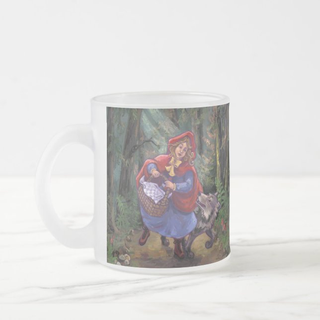 Little Red Riding Hood Frosted Glass Coffee Mug (Left)