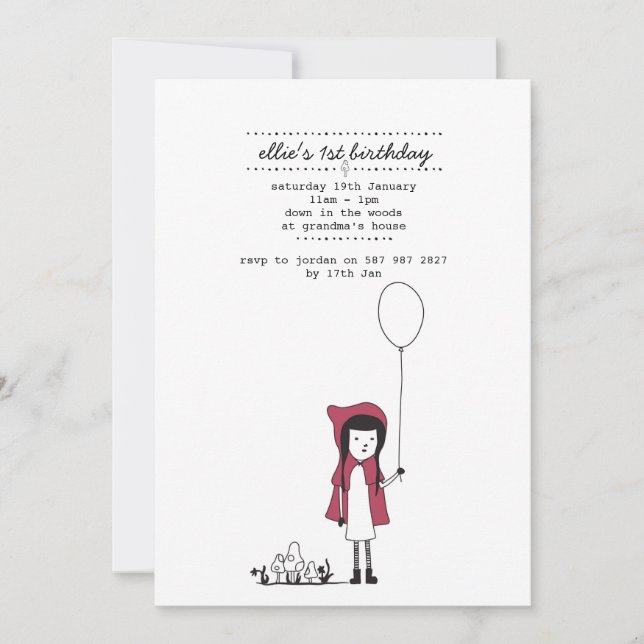 Little Red Riding Hood  Invitation (Front)