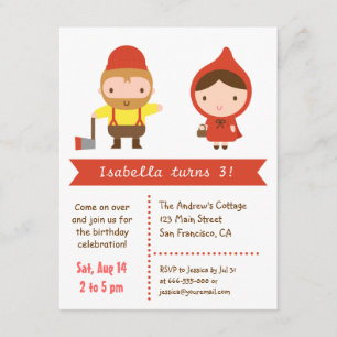 Little Red Riding Hood Kids Birthday Party Invitation