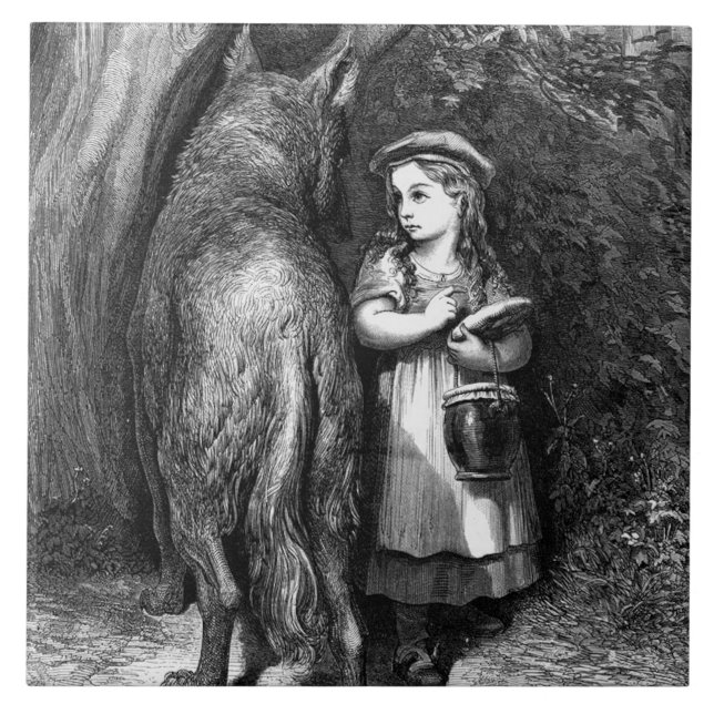 Little Red Riding Hood Meets the Big Bad Wolf Tile (Front)