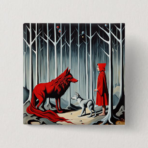 Little Red Riding Hood meets the Wolf 15 Cm Square Badge