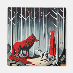 Little Red Riding Hood meets the Wolf Magnet