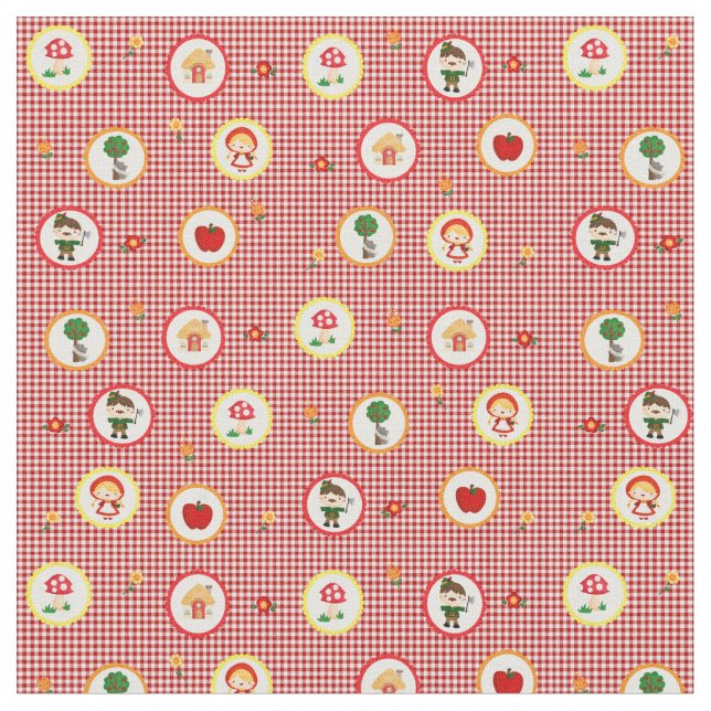 Little Red Riding Hood on Red and White Gingham Fabric (Close Up)