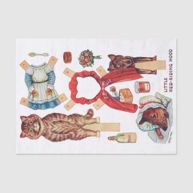 Little Red Riding Hood, Paper Doll, Louis Wain (Front)