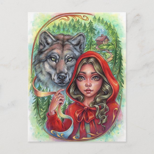 Little Red Riding Hood Postcard Fairytale Wolf (Front)