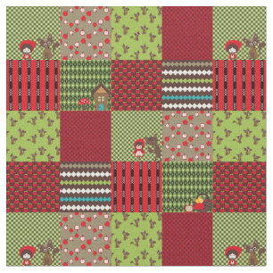 Little Red Riding Hood Quilt Blocks Green/Red Fabric