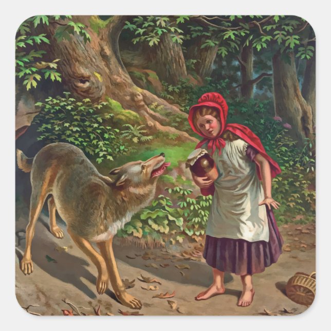Little red riding hood square sticker (Front)