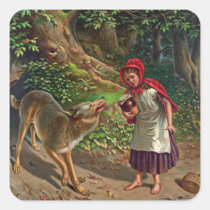 Little red riding hood square sticker
