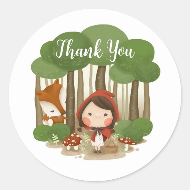 little red riding hood thank you gift sticker (Front)