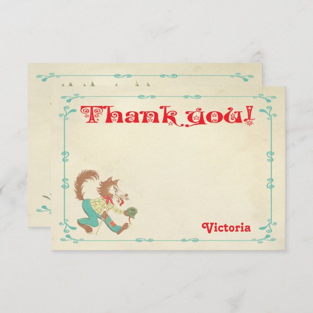 Little Red Riding Hood Thank You Note Invitation (Front/Back)
