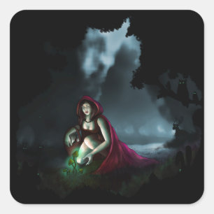 Little Red Riding Hood & the Magic Mushrooms Square Sticker