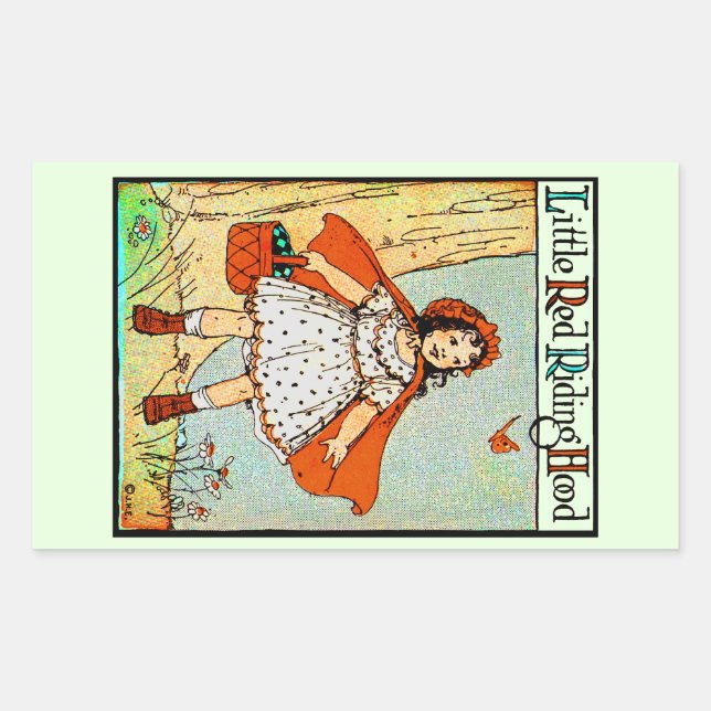 Little Red Riding Hood Vintage Cute Rectangular Sticker (Front)