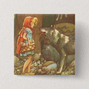 Little Red Riding Hood, Vintage Fairy Tale 15 Cm Square Badge