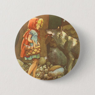 Little Red Riding Hood, Vintage Fairy Tale 6 Cm Round Badge