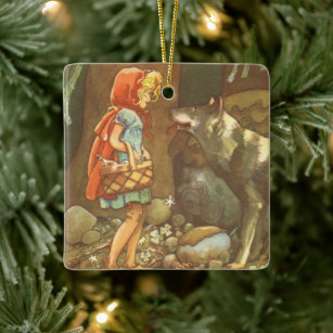Little Red Riding Hood, Vintage Fairy Tale Ceramic Ornament