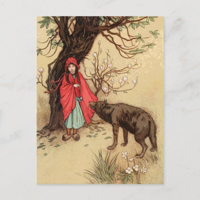 Little Red Riding Hood Vintage Fairy Tale Postcard (Front)