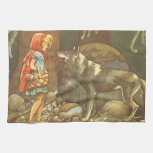 Little Red Riding Hood, Vintage Fairy Tale Tea Towel