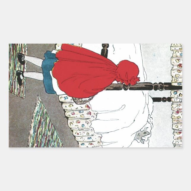 Little Red Riding Hood: What Grat Ears You Have! Rectangular Sticker (Front)
