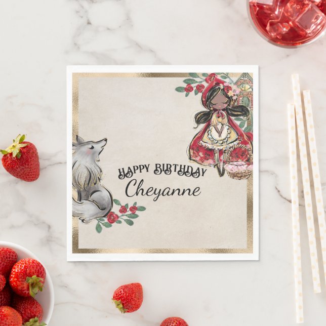 Little Red Riding Hood With Black Hair Napkin (Insitu)