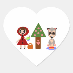 Little Red Riding Hoods Picnic Heart Sticker