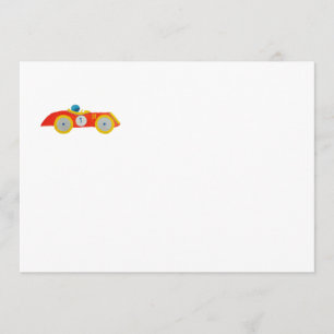 Little Red Roadster Racing Car Child 1st Birthday Invitation