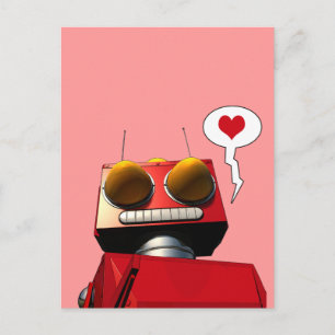 Little Red Robot Love Postcard