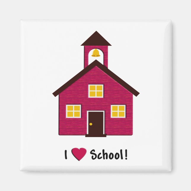 Little Red School House I Love School Magnet (Front)