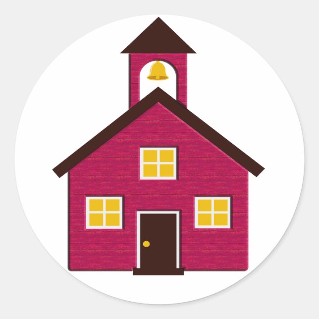 Little Red Schoolhouse Classic Round Sticker (Front)