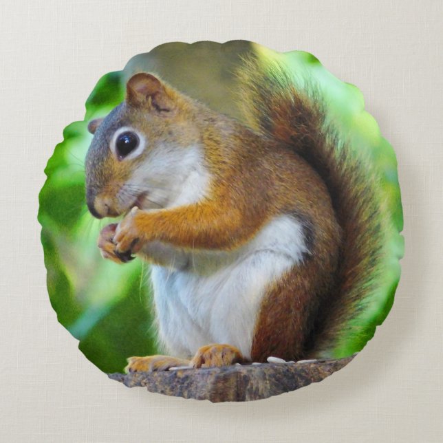 Little Red Squirrel Round Cushion (Front)