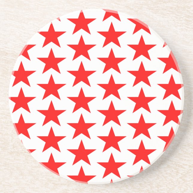 Little Red Stars Pattern Coaster (Front)