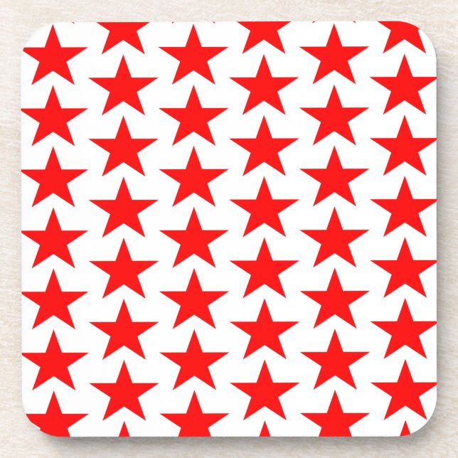 Little Red Stars Pattern Coaster (Front)