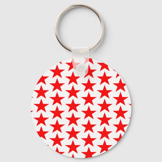 Little Red Stars Pattern Key Ring (Front)