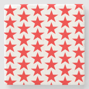 Little Red Stars Pattern Stone Coaster