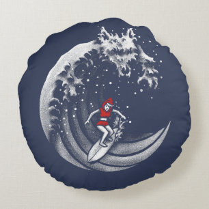 Little Red Surfing Hood Round Cushion