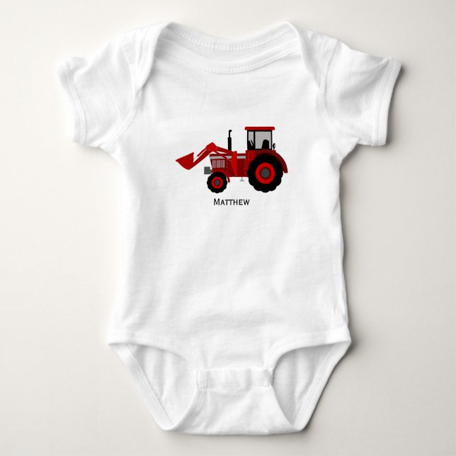 Little Red Tractor Baby Bodysuit (Front)