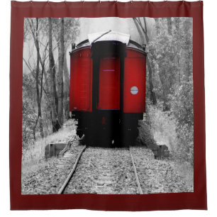 Little Red Train Caboose Shower Curtain