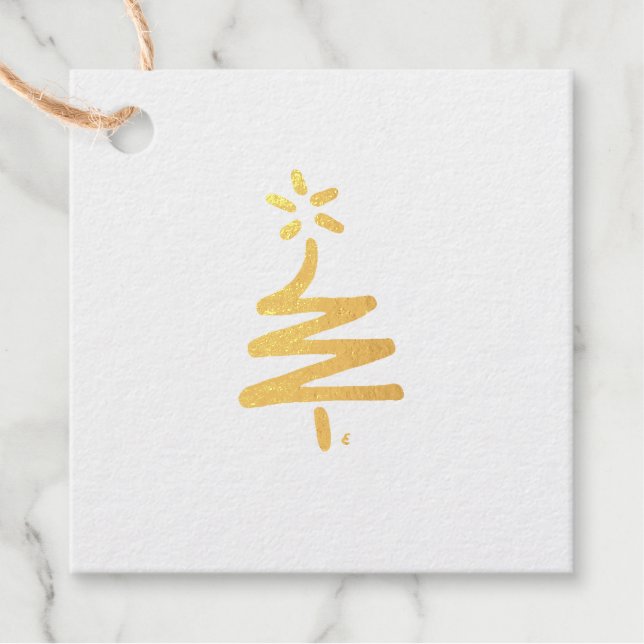Little Red Tree Gold Foil Gift Tag (Front)