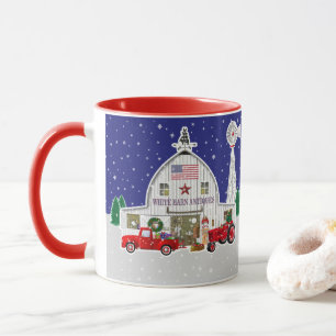 Little Red Truck and Antique White Barn Mug