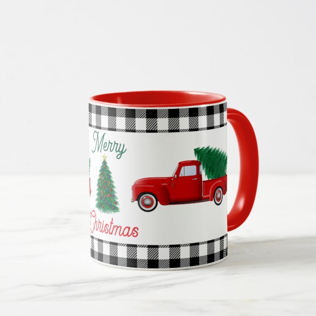 Little Red Truck and Christmas Tree Mug (Front Right)