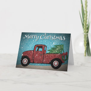 Little Red Truck Christmas Card