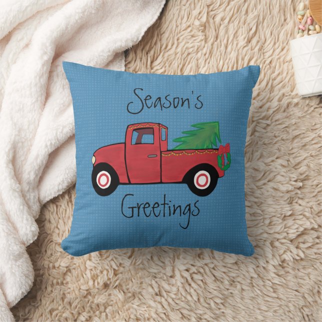 Little Red Truck Christmas  Cushion (Blanket)