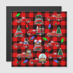Little Red Truck Christmas magnet